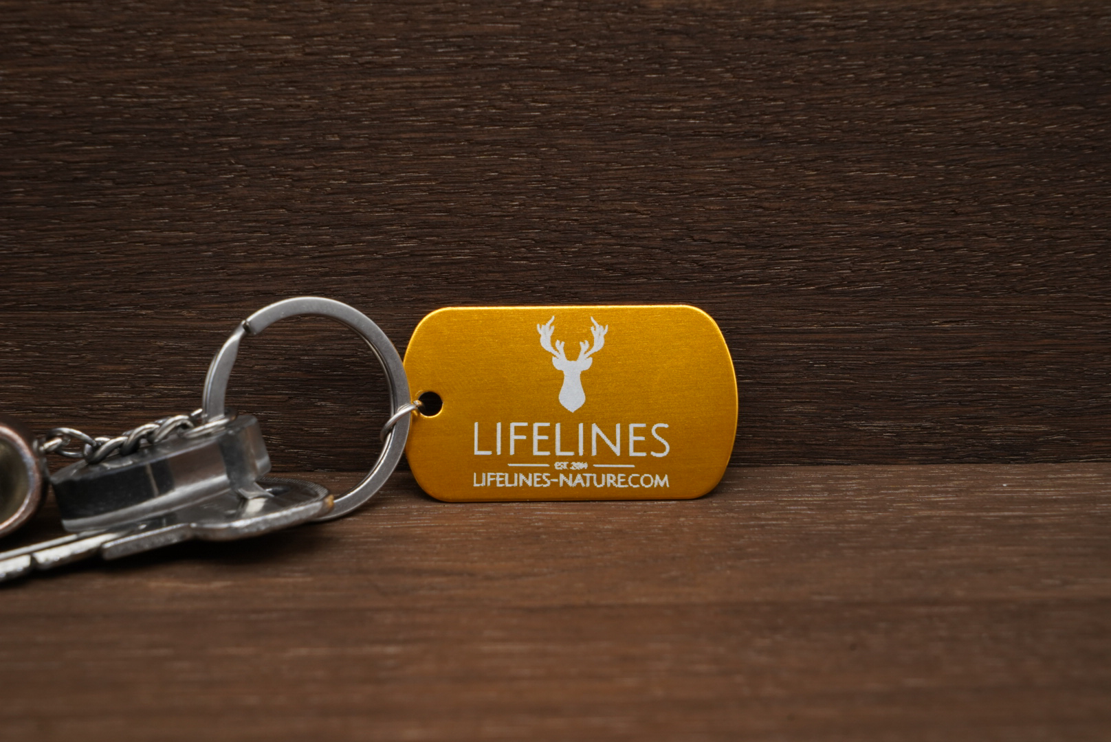 Gravierte Hundemarke mit Logo und Schrift