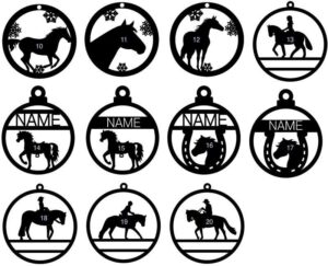 Pferde-Weihnachtskugel aus Holz, personalisiert, Namensgravur