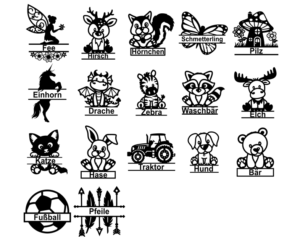 Personalisierter Holzring für Kinder mit zauberhaften Motiven, Namensschild