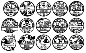 Personalisierter Holzring für Kinder mit zauberhaften Motiven, Namensschild